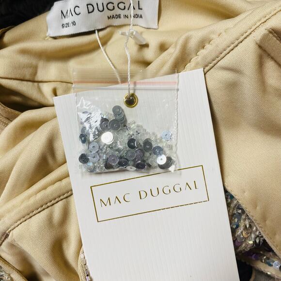 Mac Duggal Silver Embellished Keyhole Halter Strap Draped Gown Size 10 $498 5650 - Picture 12 of 12